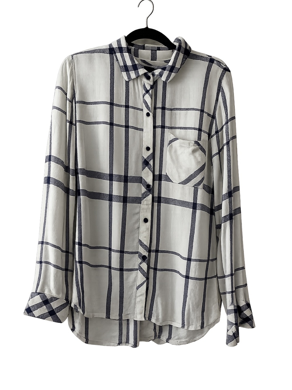 Rails Hunter White Navy Plaid Rayon Flannel Shirt S
